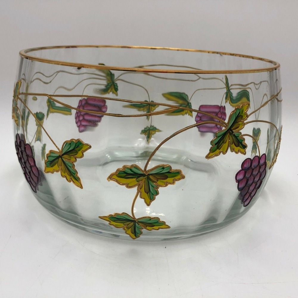 CRYSTAL CLEAR HANDCRAFTED BOWL GRAPE DESIGN MADE IN ROMANIA - Picture 6 of 11
